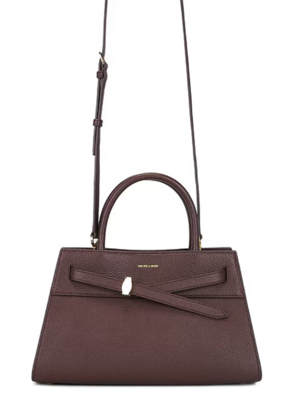 Veronica Beard Dash Bag Pebbled Leather Top-Handle Tote Brown with Gold Hardware - Picture 8 of 16
